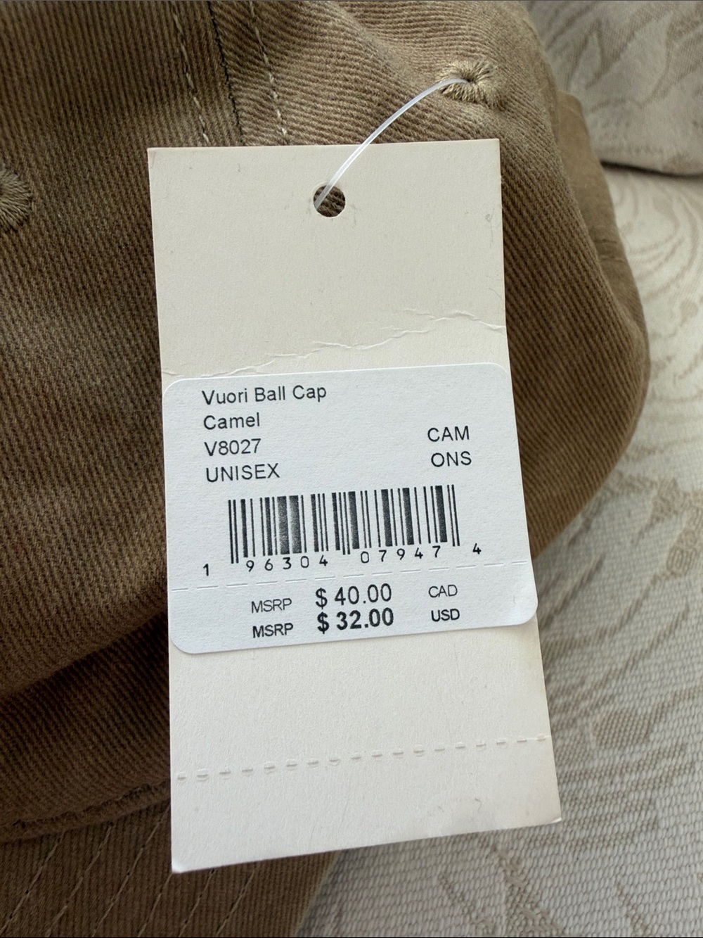 Vuori NWT Camel Logo Unisex Ball Cap with White Embroidery - Picture 2 of 7